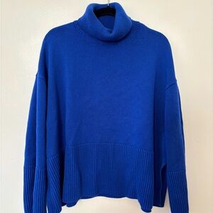 GAP 100% cotton Women's Vibrant Blue Cowl Neck Sweater XL lightly worn